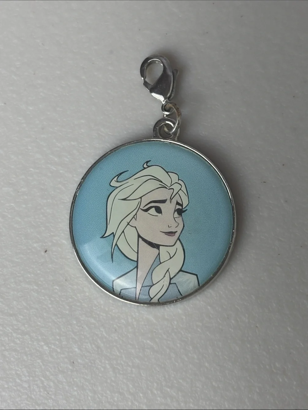 Disney Frozen Light Blue Elsa  Animated Round Pendant Charm